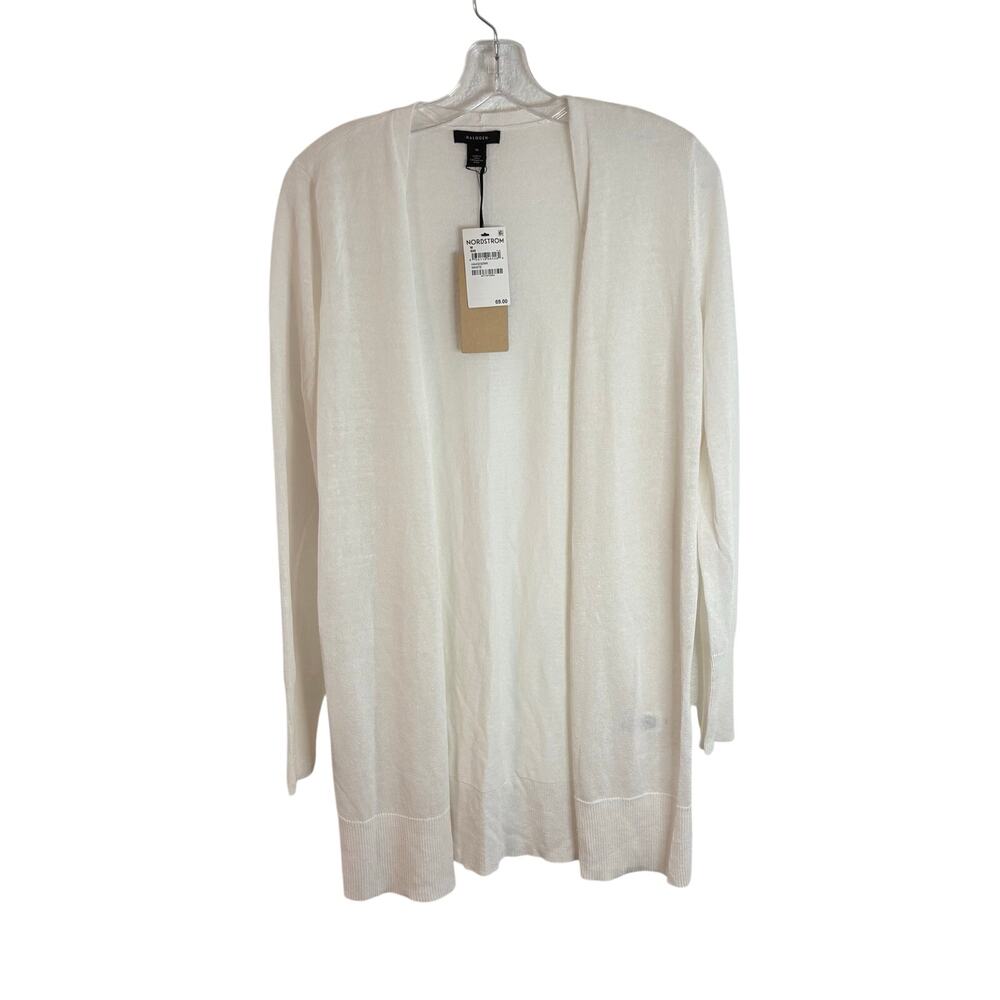 Halogen Nordstrom Open Front Sheer Cardigan Duster Womens Size Medium White